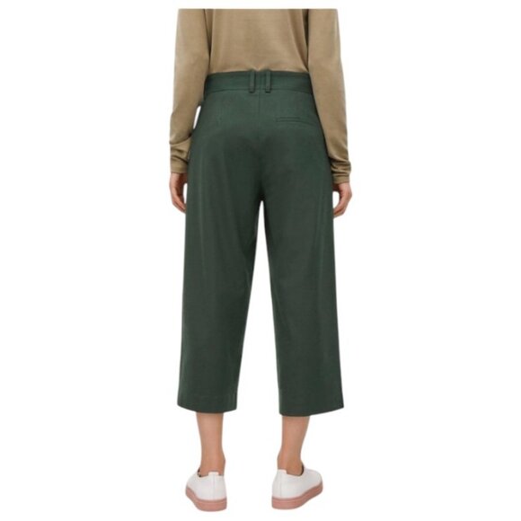 COS forest green pleated wide leg cropped trousers size 6 - Picture 5 of 6
